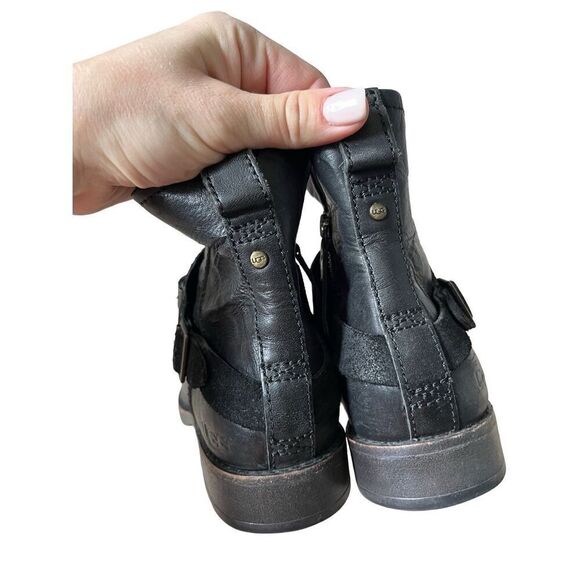 UGG Women's Cybele Buckly Biker Boots size 6 Leather Black - Picture 4 of 11